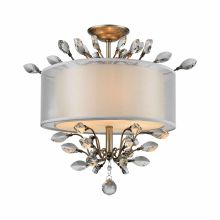 3 Light Semi-Flush Ceiling Fixture with White Shade and Crystal Accents from the Asbury Collection