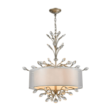 4 Light 1 Tier LED Drum Chandelier with White Shade and Crystal Accents from the Asbury Collection