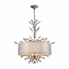 4 Light 1 Tier Drum Chandelier with White Shade and Crystal Accents from the Asbury Collection