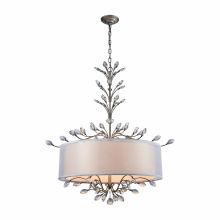 6 Light 1 Tier Drum Chandelier with White Shade and Crystal Accents from the Asbury Collection