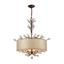4 Light 1 Tier LED Drum Chandelier with Cream Shade and Crystal Accents from the Asbury Collection
