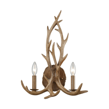 Elk 2 Light 14" Wide Wall Sconce with Antler Accents