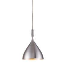 Spun Aluminum Single Light 7" Wide Mini Pendant with Round Canopy and Silver Glass Shade