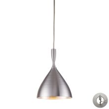 Spun Aluminum Single Light 7" Wide Instant Pendant with Round Canopy and Silver Glass Shade