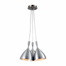 Spun Aluminum 3 Light 15" Wide Multi Light Pendant with Round Canopy and Silver Metal Shades
