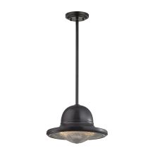 Urbano Single Light 13" Wide Pendant with Round Canopy and Black Metal Shade