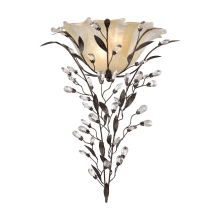 2 Light LED Wallchiere Wall Sconce with Floral and Crystal Accents and Frosted Glass Shade from the Circeo Collection