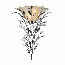 2 Light Wallchiere Wall Sconce with Floral and Crystal Accents and Frosted Glass Shade from the Circeo Collection