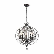 5 Light 1 Tier Candle Style Chandelier with Floral and Crystal Accents from the Circeo Collection
