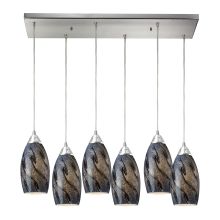 Galaxy 6 Light 30" Wide Multi Light Pendant with Rectangle Canopy and Hand Blown Glass Shades