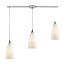 Vesta 3 Light 36" Wide Linear Pendant with Rectangle Canopy and Hand Blown Glass Shades