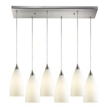 Vesta 6 Light 30" Wide Multi Light Pendant with Rectangle Canopy and Hand Blown Glass Shades