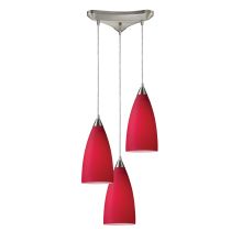 Vesta 3 Light 10" Wide Multi Light Pendant with Triangle Canopy and Hand Blown Glass Shades
