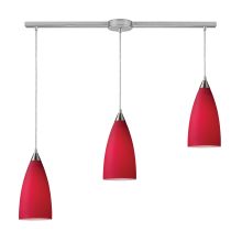 Vesta 3 Light 36" Wide Linear Pendant with Rectangle Canopy and Hand Blown Glass Shades