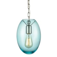 Ellipsa 7" Wide Mini Pendant with Clear Blue Glass Shade