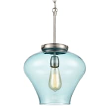 Amore 12" Wide Pendant with Light Blue Glass Shade