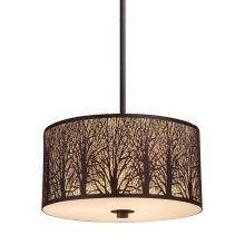 Woodland Sunrise 3 Light 16" Wide Pendant with Round Canopy and Cream Glass Shade