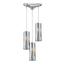 Chromia 3 Light 10" Wide Multi Light Pendant with Triangle Canopy and Chrome Metal Shades