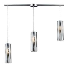 Chromia 3 Light 36" Wide Linear Pendant with Rectangle Canopy and Chrome Metal Shades