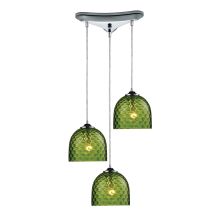 Viva 3 Light 10" Wide Multi Light Pendant with Triangle Canopy and Clear Glass Shades