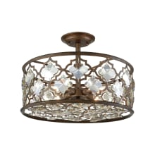 Armand 4 Light 17" Wide Semi Flush Drum Ceiling Fixture with Champagne Plated Crystal Shade