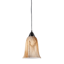 Granite Single Light 7" Wide LED Mini Pendant with Round Canopy and Hand Blown Glass Shade