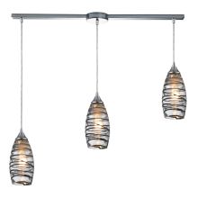 Twister 3 Light 36" Wide Linear Pendant with Rectangle Canopy and Hand Blown Glass Shades