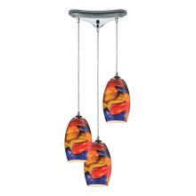 Surrealist 3 Light 10" Wide Multi Light Pendant with Triangle Canopy and Glass Shades