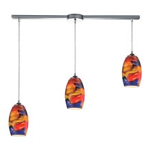 Surrealist 3 Light 36" Wide Linear Pendant with Rectangle Canopy and Glass Shades