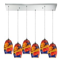 Surrealist 6 Light 33" Wide Multi Light Pendant with Rectangle Canopy and Glass Shades