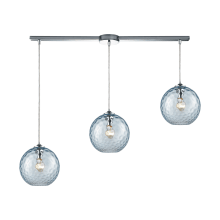Watersphere 3 Light 36" Wide Linear Pendant with Hammered Glass Shades