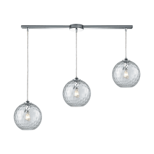 Watersphere 3 Light 36" Wide Linear Pendant with Hammered Glass Shades