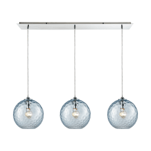 Watersphere 3 Light 36" Wide Linear Pendant with Hammered Glass Shades