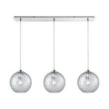 Watersphere 3 Light 36" Wide Linear Pendant with Hammered Glass Shades