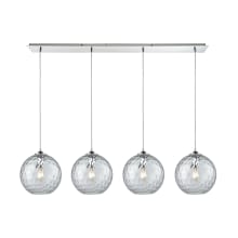 Watersphere 4 Light 46" Wide Linear Pendant with Hammered Glass Shades