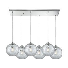 Watersphere 6 Light 30" Wide Multi Light Pendant with Hammered Glass Shades