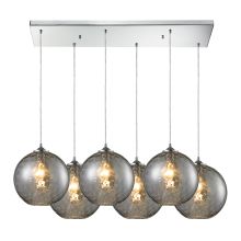 Watersphere 6 Light 33" Wide Multi Light Pendant with Rectangle Canopy and Hand Blown Glass Shades