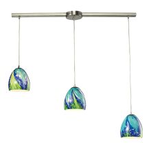 Colorwave 3 Light 36" Wide Linear Pendant with Rectangle Canopy and Glass Shades
