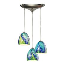 Colorwave 3 Light 10" Wide Multi Light Pendant with Triangle Canopy and Glass Shades