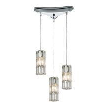 Cynthia 3 Light 10" Wide Crystal Multi Light Pendant with Triangle Canopy and Clear Glass Shades