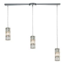 Cynthia 3 Light 36" Wide Crystal Linear Pendant with Rectangle Canopy and Clear Glass Shades