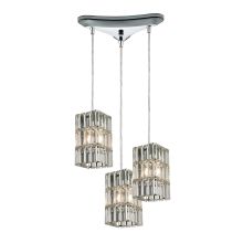 Cynthia 3 Light 10" Wide Crystal Multi Light Pendant with Triangle Canopy and Clear Glass Shades