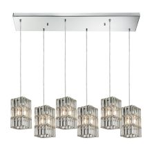 Cynthia 6 Light 30" Wide Crystal Multi Light Pendant with Rectangle Canopy and Clear Glass Shades