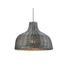 Pleasant Fields Single Light 14" Wide Pendant with Natural Wicker Shade