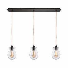 Jaelyn 3 Light 36" Wide Linear Pendant with Rectangle Canopy and Clear Glass Shades