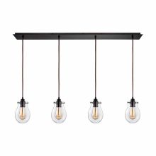 Jaelyn 4 Light 46" Wide Linear Pendant with Rectangle Canopy and Clear Glass Shades