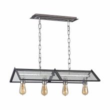 4 Light 30" Wide Linear Chandelier with Clear Seedy Glass Shade
