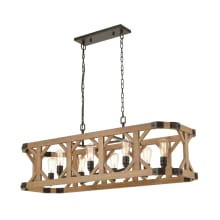 Structure 8 Light 48" Wide Linear Chandelier - Oil Rubbed Bronze / Natural Wood