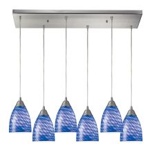 Arco Baleno 6 Light 30" Wide Multi Light Pendant with Rectangle Canopy and Cocoa Glass Shades