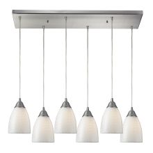 Arco Baleno 6 Light 30" Wide Multi Light Pendant with Rectangle Canopy and Cocoa Glass Shades